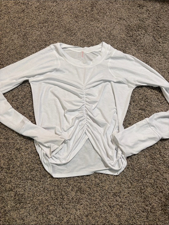FP Movement by Free People Tops - FP Movement by Free People White Long Sleeve Ruched Front Tee
